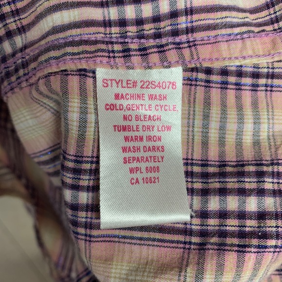 PANHANDLE SLIM‎ Shirt Womens Sz M Metallic Plaid Pearl Snap Rhinestone Western - Picture 9 of 12